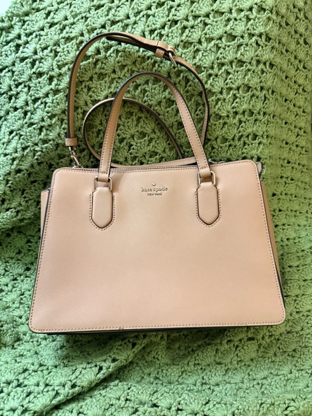 kate spade blush beige satchel with removable strap